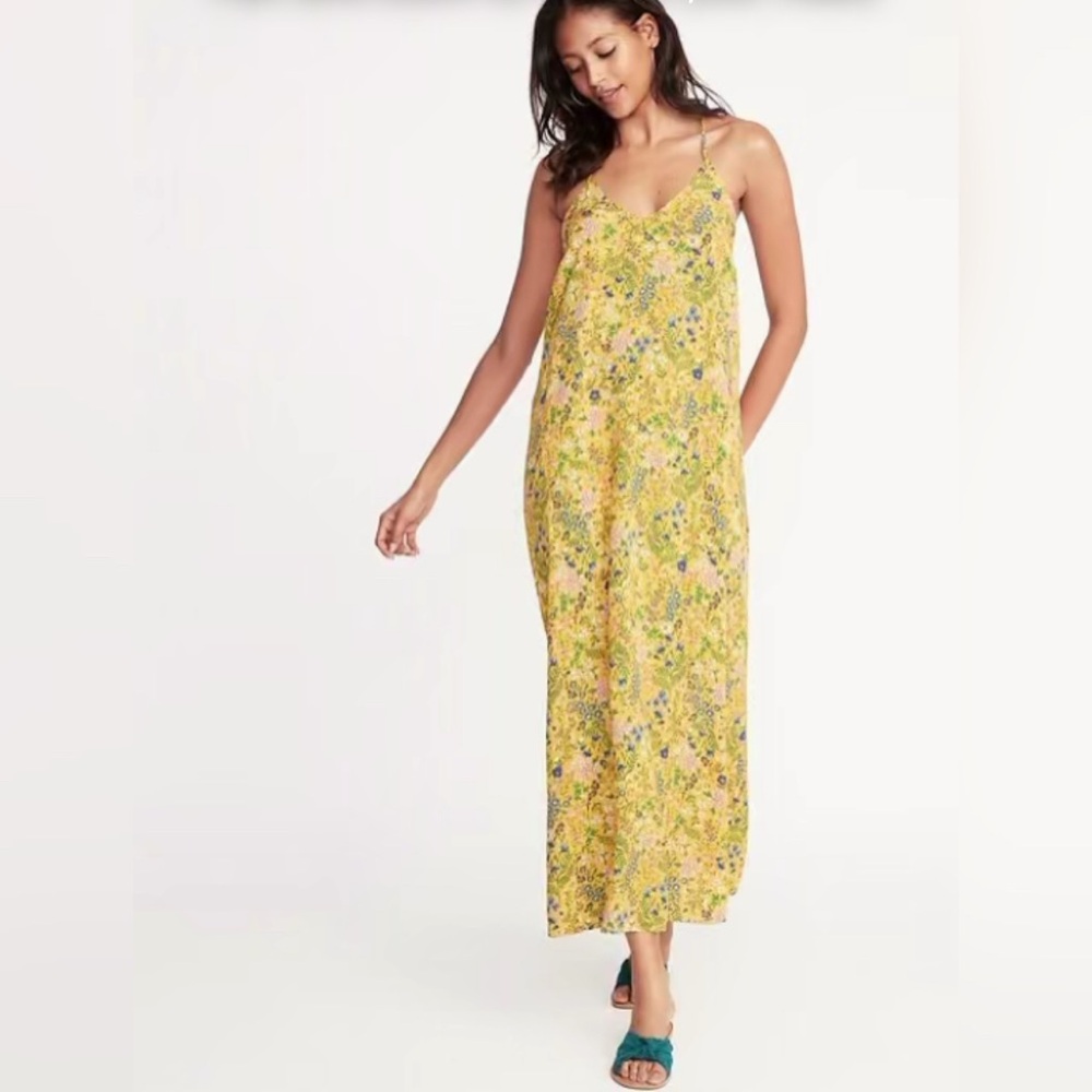 Old Navy Yellow Floral Maxi Dress